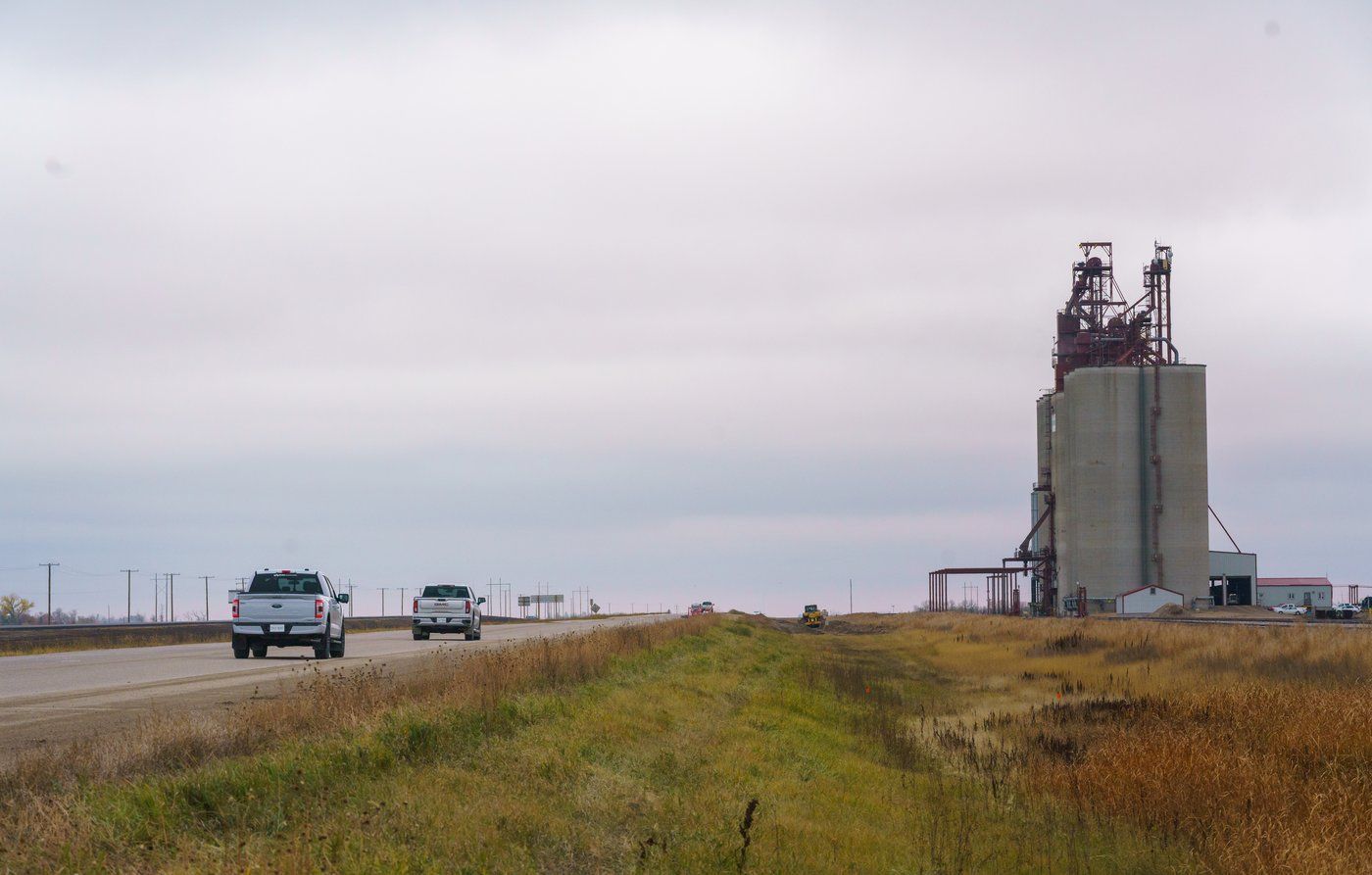 Highway 39 near Weyburn, Sask., Thursday, Oct. 16, 2025. On Sept. 12, Tanya Myers was fatally shot while travelling on this highway. THE CANADIAN PRESS/Heywood Yu